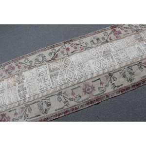 Tapis turc vintage 2,7x8,2 pieds, tapis en laine blanche - Product Image 5