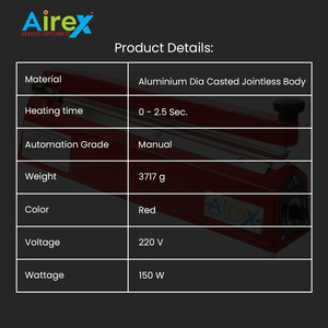 Airex-Machine à sceller à main électrique portable et automatique pour sacs en plastique, sachets, sachets, sacs HDPE, 12 pouces/300mm - Product Image 4
