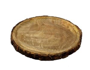 Hermosa Bandeja Redonda Grande de Madera Hecha a Mano, Diseño Decorativo de Corteza para Cocina y Mesa de Comedor - Product Image 1