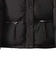 Blouson matelassé noir personnalisé pour femmes, veste courte matelassée d'hiver, col montant, rembourrage en polyester chaud, vêtements d'extérieur tendance, OEM personnalisé - Product Image 5
