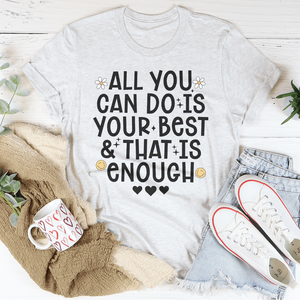 T-shirt pour femme « All You Can Do Is Your Best » en jersey respirant avec lettrage décoratif, tailles XS à 5XL, coupe ajustée ou ample, longueur courte - Product Image 3