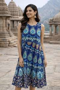 Vestido de Algodón sin Mangas para Mujer, Vestido de Verano Holgado con Estampado Naptol, Vestido Midi de Algodón para Mujer para Usar en la Noche - Product Image 3