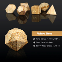 Ensemble de dés de jeu de rôle en jaspe picturé de 16 mm faits à la main avec boîte métallique - Dés en pierre polyédriques personnalisés (d4-d20) pour TTRPG