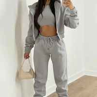 Ensemble de survêtement 2 pièces en molleton brodé uni pour femme – Pull à manches longues confortable et short respirant en coton