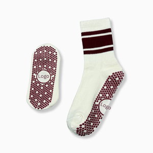 Chaussettes de yoga, de pilates et de barre avec logo personnalisé ODM, rayures jacquard, grip antidérapant, points antidérapants, rayures pour le bas du pied, commande en gros - Product Image 2