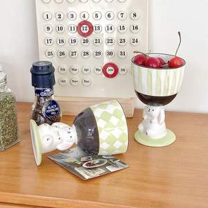 200ml/6.5oz Cure Rabbit High Cup Tasse à café en céramique tridimensionnelle Tasse irrégulière peinte à la main - Product Image 3