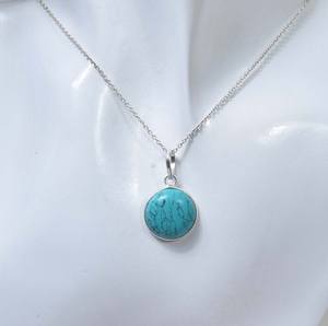 Collar con Colgante de Plata de Ley Turquesa Azul, Joyería Hecha a Mano, Piedra de Nacimiento de Diciembre, Elegante Regalo para Mujer - Product Image 6