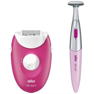เครื่องกำจัดขน Braun Silkepil 3 3420 สีชมพูราสเบอร์รี่ แบบมีสาย พร้อมอุปกรณ์เสริม 2 ชิ้น สำหรับกำจัดขน จำหน่ายจำนวนมาก - Product Image 1