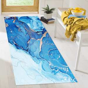 Blue Tones 3D <b>Printed</b> Rug, Easy Clean, <b>Nursery</b>, Non-Slip,Nonwoven Thin Rug - Product Image 1