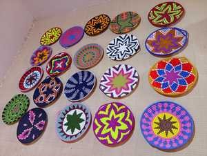 Handmade Bohemian Wooden Disc Painting Set Mandala Coaster DIY Craft <b>Board</b> Cartoon Pattern Eco-Friendly Home Decor Gift - Product Image 3