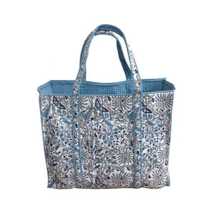 Newest Trending Direct Manufacturer Handmade <b>Tote</b> <b>Bag</b> Hand Block Printed Soft Cotton <b>Padded</b> Quilted <b>Tote</b> <b>Bag</b> for Sale - Product Image 5