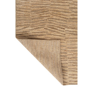 พรมขนสัตว์ถักมือสีเบจและสีน้ำตาลลายเอนโทรปี รุ่น AKWL-1485 ขนาดใหญ่ สำหรับตกแต่งห้องนั่งเล่น ลายเรขาคณิต รูปทรงสี่เหลี่ยมผืนผ้า เหมาะสำหรับห้องโถง - Product Image 5