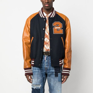 แจ็กเก็ตหนังสำหรับผู้ชายผ้าขนแกะปักลายตัวอักษรตัวอักษรสำหรับฤดูหนาว - Product Image 3