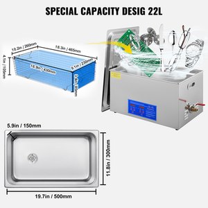 สำหรับเครื่องทำความสะอาดอัลตราโซนิก VEVOR 22L พร้อมตัวตั้งเวลาแบบดิจิตอลและฮีตเตอร์สแตนเลส สำหรับเครื่องประดับและอะไหล่รถยนต์ - Product Image 6