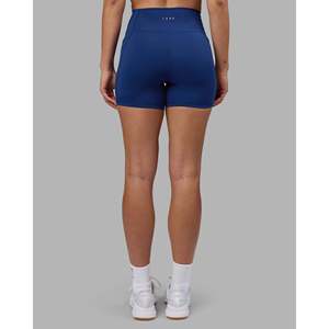 Shorts ultra-courts Fusion à taille très haute, 6 poches, bleu nuit, en spandex - Product Image 4