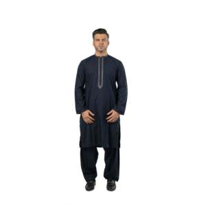 Kurta Nadeem pour homme, bleu marine, CLk-18, Kameez Shalwar formel pour mariage - Product Image 6
