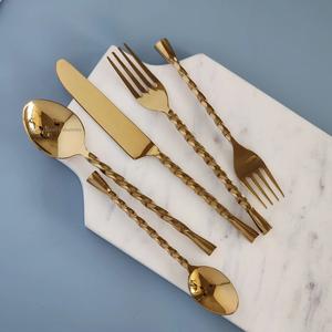 Juego de Cubiertos de Metal de nuevo estilo en mango trenzado de alambre chapado en oro para el hogar boda fiesta vajilla comer juegos de cubiertos - Product Image 1