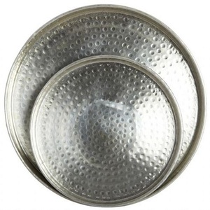 Plateau métallique rond martelé plaqué cuivre - Product Image 3
