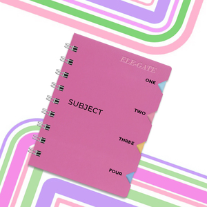 A5 Striped <b>Spiral</b>-<b>bound</b> <b>Notebook</b> with 80 Sheets Hard Cover Laminated PP Cover Material 4 Separators B6 Size - Product Image 1