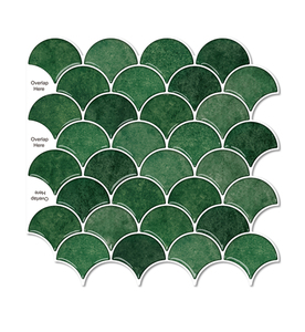Jorunns 3D màu xanh lá cây cá Quy mô vỏ và dính tường gạch hình nền Sticker PVC Panel tường Vinyl PEL và dính gạch - Product Image 2