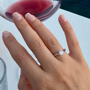 6mm Cut CZ Solitaire Engagement Ring Classic Four Prong White <b>Stone</b> Setting 18K Gold Silver Band Women Wedding Bridal Gift - Product Image 4