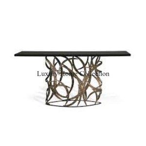 โต๊ะคอนโซลและโต๊ะข้างผนังสีทองเหลืองแบบโบราณโต๊ะคอนโซลสำนักงานและบาร์แบบมีสไตล์โบราณ - Product Image 1