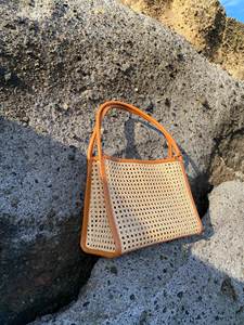 LYLE Summer Style Rattan Tote Bag Bucket Bag Bali Bag with Canvas Lining Beach Handbag for Ladies - Product Image 1