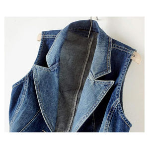 Ladies Denim Jacket Jeans Casual Fashion Street Wear <b>Sleeveless</b> School Jacket <b>Coat</b> Washed Denim Vests - Product Image 3