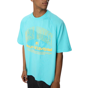 Camisetas de Hombre de Algodón 100% Lavado, Corte Holgado, Color Azul Claro, Estilo Vintage, Ropa Casual Urbana, Suave y Transpirable para Uso Diario - Product Image 4