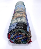 Double Taille Réversible Bohème Soie Quilt Patchwork Couvre-lit Broderie Technique Indien Kantha Quilt Gudri Coton Literie