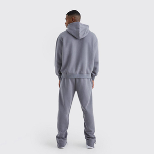 Vêtements pour hommes Survêtement 100% Coton Puff Printing Logo Flared Trousers and Pullover Cropped Hoodie Set - Product Image 2