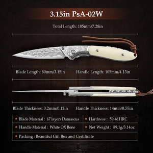 Couteau à os à pointe tombante en acier Damas 67 couches de qualité industrielle, personnalisable OEM/ODM, PRESTIGE BLADES PB-FK-0270 - Product Image 3