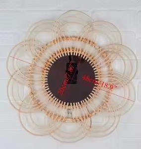 Miroir en rotin en forme de fleur standard miroir mural décoratif au design naturel pour chambre à coucher salon bon prix - Product Image 3