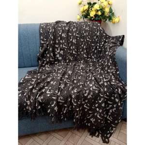 Manta de tiro de lana de lujo moderna tejida a mano Bhujodi indio impreso Color sólido para decoración del hogar sala de estar - Product Image 2