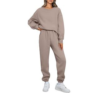 Pantalones de chándal holgados de 2 piezas de otoño e invierno personalizados para mujer, sudadera de gran tamaño, conjuntos de salón de invierno transpirables, tejido con bolsillos - Product Image 1