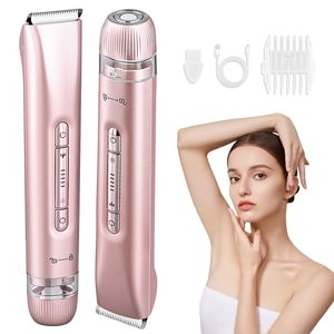 Tondeuse électrique 2-en-1 à double tête pour zones intimes féminines, visage, aisselles, jambes et ligne du bikini, utilisation humide ou sèche - Product Image 1