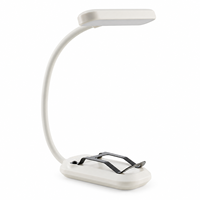 Lampe de lecture LED rechargeable avec batterie 500 mAh, 3 modes de couleur, 5 niveaux de luminosité et pince flexible col de cygne