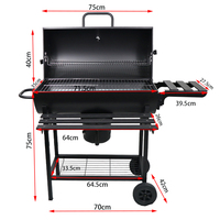 Barbecue à charbon de bois sur roulettes en acier moderne personnalisé avec revêtement en poudre, robuste, avec kit de rôtisserie à moteur pour poulet