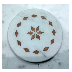 Sous-verre en marbre de qualité supérieure avec incrustation de bois, design unique avec taille personnalisée pour la maison, la cuisine, pour les tasses à café utilisées - Product Image 1