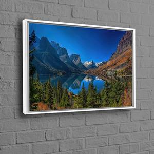 Printed Canvas of Saint Mary Lake & Wild Goose Island Nature Landscape,1P-White <b>Framed</b> - Product Image 1