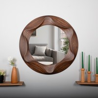 MDF Wood Iron & Mirror Modern Design Decorative Wooden Mirror with Live Edge Wood Detail Customizable Color
