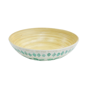 Ensaladera de bambú hilado con incrustaciones de madreperla de estilo europeo de nuevo diseño, utensilios de cocina para fiestas hechos a mano de Vietnam B2B - Product Image 1