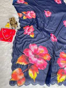 Sari en coton Chanderi moderne tendance avec organza et georgette, salwar kameez doux pour les occasions spéciales - Product Image 2