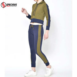 Survêtement décontracté pour femme, à capuche, streetwear, jogging, de qualité supérieure, 100% coton, respirant, écologique, couleur contrastée, faible MOQ - Product Image 3