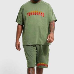 Vente en gros Ensemble t-shirt et short d'été 100% coton pour hommes Ensemble short oversize délavé tie teinture - Product Image 4