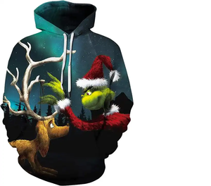 Sudadera CON CAPUCHA DE Navidad para hombre, estampado de moda, suelta, de manga larga, con capucha, sudadera iluminada, ropa de calle, alta visibilidad - Product Image 1