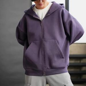 Veste polaire épaisse avec fermeture éclair complète unisexe personnalisée sweats à capuche surdimensionnés hommes femmes hiver chaud Streetwear Logo dos sweats à capuche longs décontractés - Product Image 4