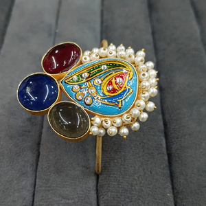 Conjunto de pulsera de diseñador de moda de piedra pesada Tanjore de gama alta de lujo joyería de moda india para ropa de fiesta de mujeres y niñas - Product Image 1