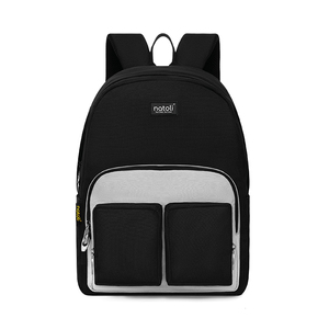 NATOLI Unisex B5 Mochila escolar con forro de poliéster suave impermeable Negro básico para estudiantes - Product Image 2