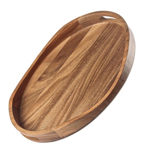 Plateau ottoman en bois d'acacia fait à la main poignées en métal fabricant de stockage décoratif rustique aliments boissons petit déjeuner fabricant indien - Product Image 6